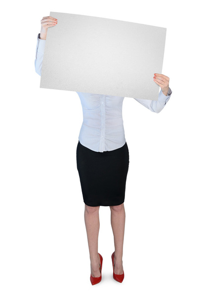 Business woman with empty board - Foto, imagen
