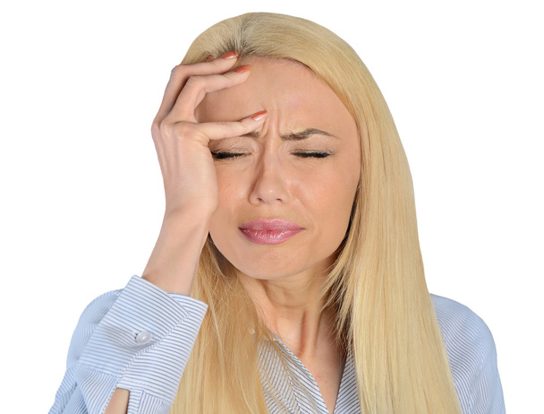 Business woman headache closeup - Photo, Image