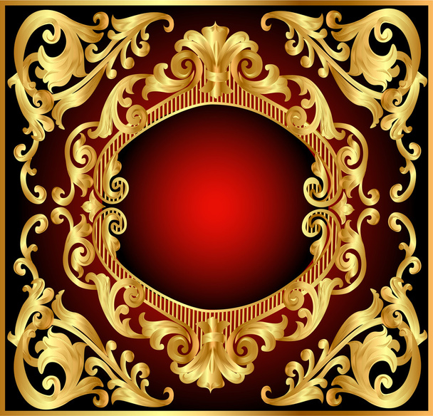 Background frame red with gold(en) pattern - Вектор, зображення