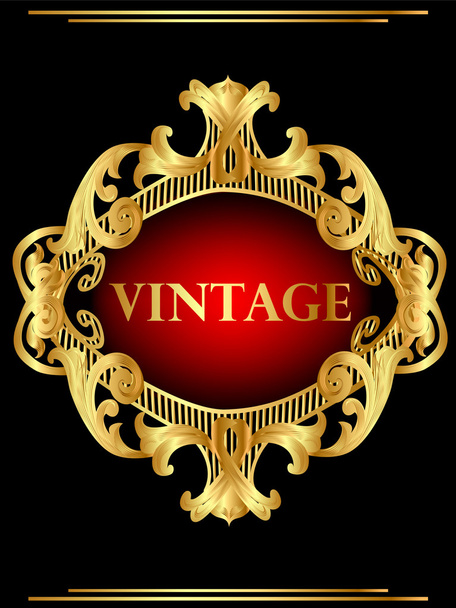 Vintage background frame with gold(en) pattern - Vecteur, image