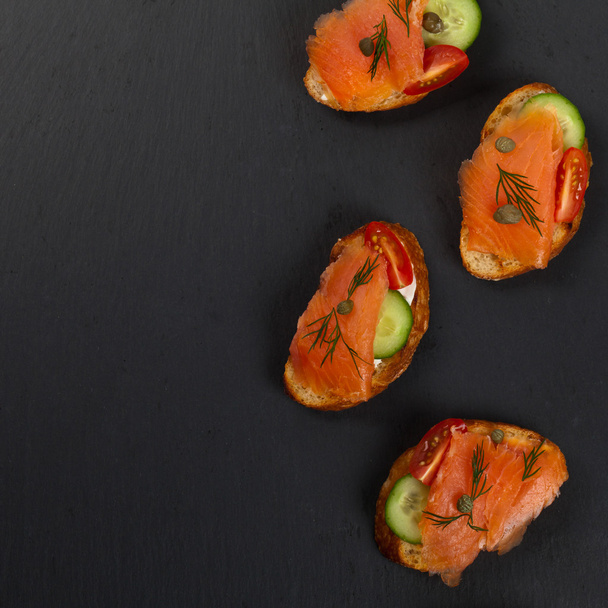 Canape with smoked salmon - Foto, Imagen