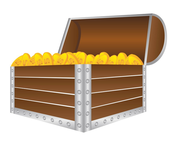 trunk with coins - Vector, Image