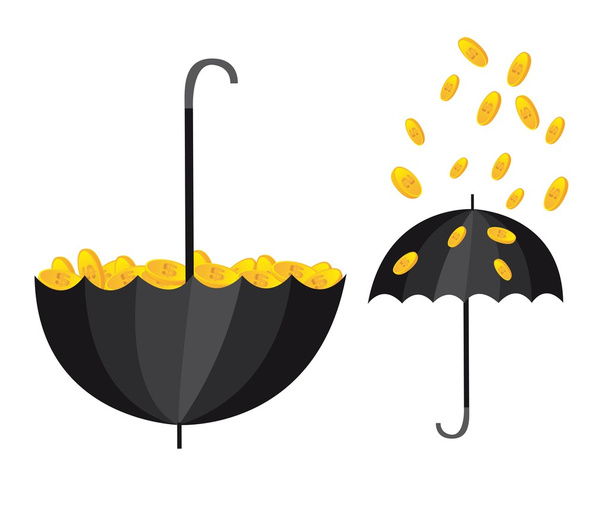paraplu en munten - Vector, afbeelding