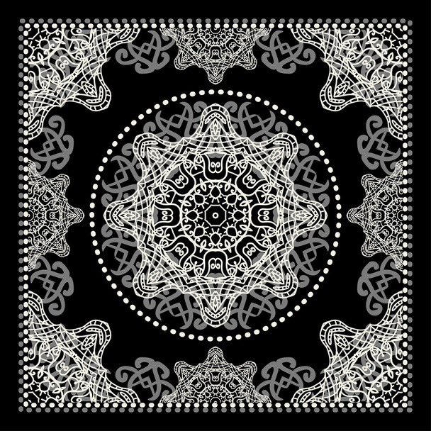 Fekete tarka selyemkendő nyomtatás - Vektor, kép