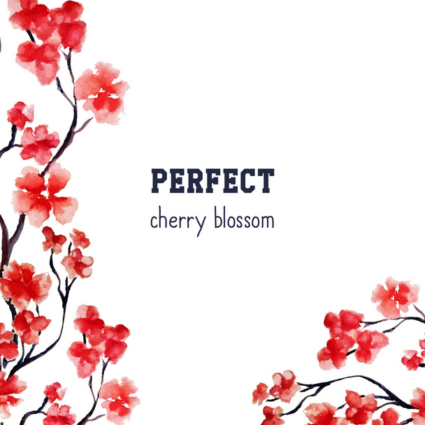 Japanese red cherry tree - Vektör, Görsel