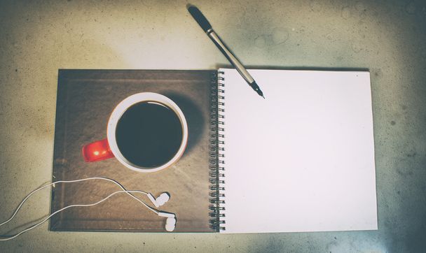 Notebook and coffee - Valokuva, kuva