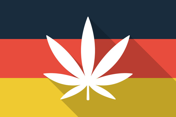 Germany long shadow flag with a marijuana leaf - Vector, afbeelding