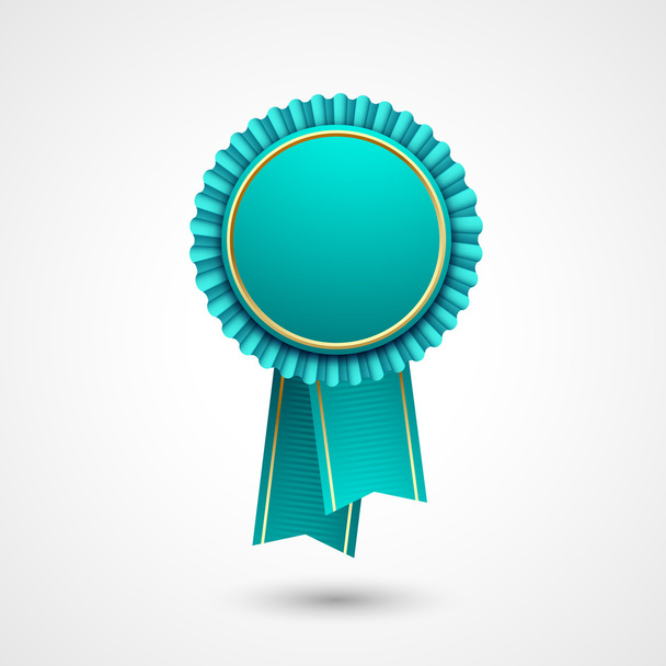 Blue and gold badge with ribbons award, vector illustration.  - Vektor, obrázek