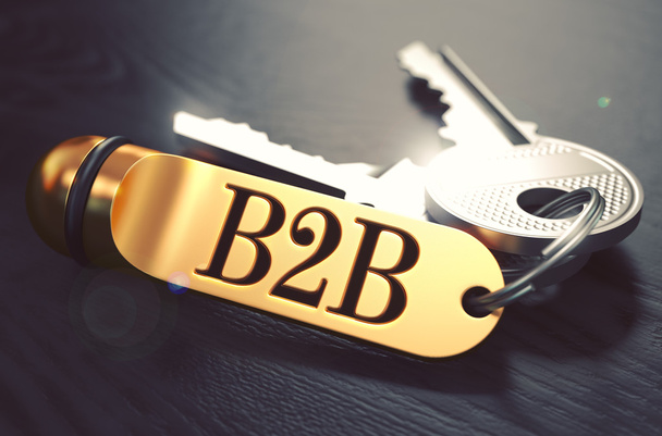 Schlüssel mit Wort b2b auf goldenem Etikett. - Foto, Bild