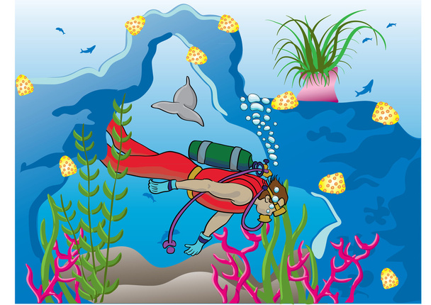 Mergulhador de recifes
 - Vetor, Imagem