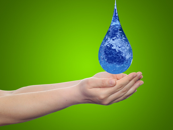 conceptual blue water  drop - Φωτογραφία, εικόνα