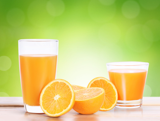 Orange juice on  wood - Photo, Image