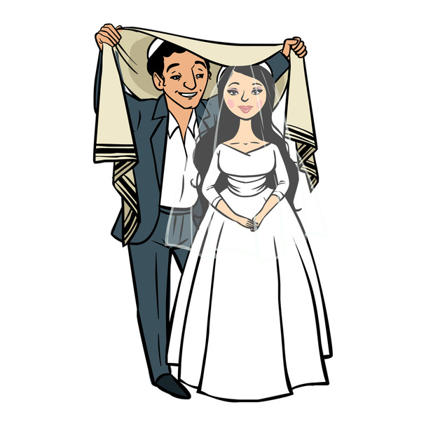 jewish newlyweds.vector illustration - Διάνυσμα, εικόνα