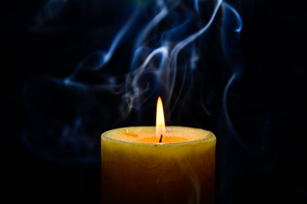 Yellow burning candle - Photo, Image