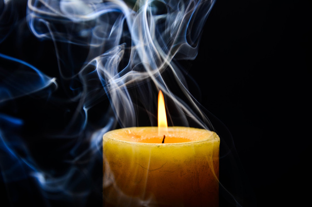 Yellow burning candle - Photo, Image
