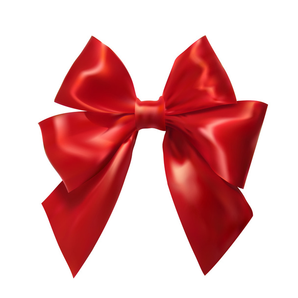 Realistic red bow on a white background. Silk ribbon. Vector ill - Vektor, obrázek