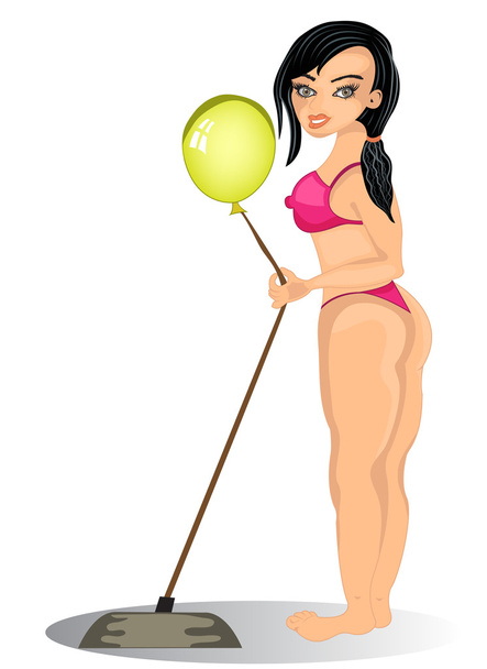 Pretty girl with a balloon - Vector, afbeelding