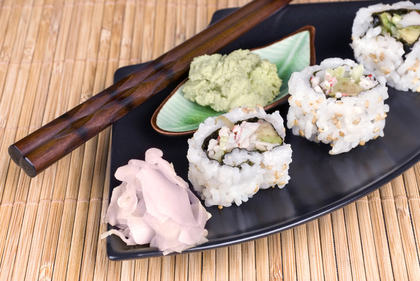 Sushi rolls with wasabi sauce - Foto, Imagen