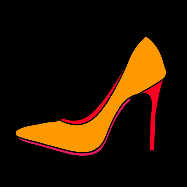 Γυναικείο παπούτσι γραφικό σε μαύρο φόντο - Διάνυσμα, εικόνα