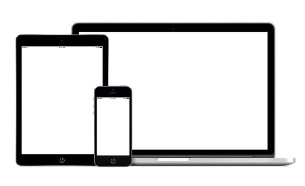 Otevřené notebook smartphone a tablet pc šablona - Fotografie, Obrázek