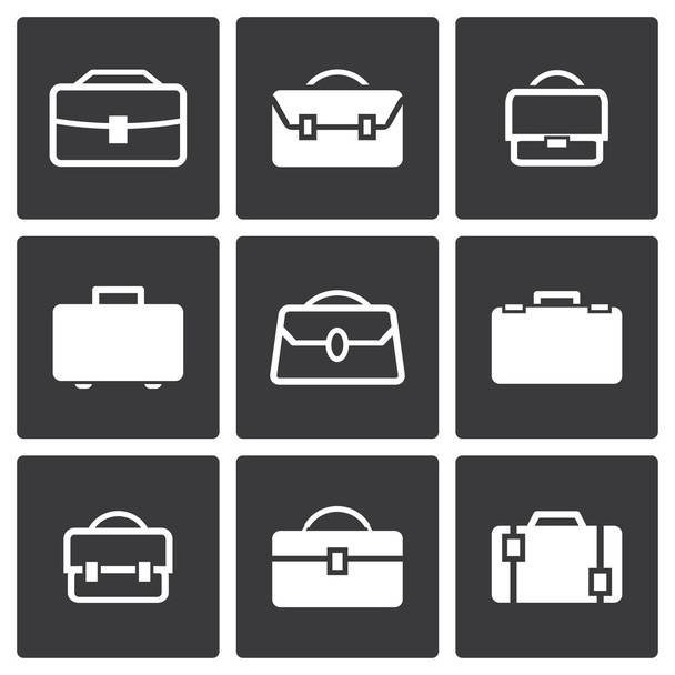 Vector white briefcase icons set - Διάνυσμα, εικόνα