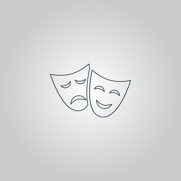 Theater icon with happy and sad masks - Vektör, Görsel