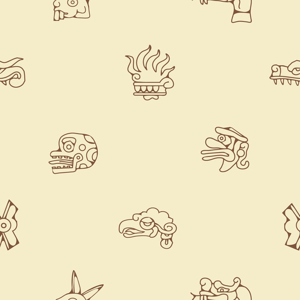 nahtloser Hintergrund mit aztekischen Kalendertagsglyphen - Vektor, Bild