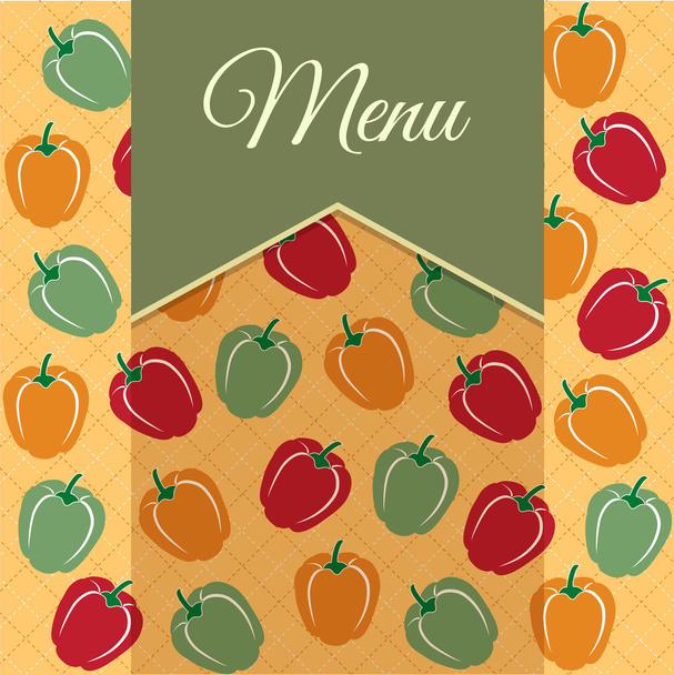 Restaurant menu design with sweet peppers - Διάνυσμα, εικόνα