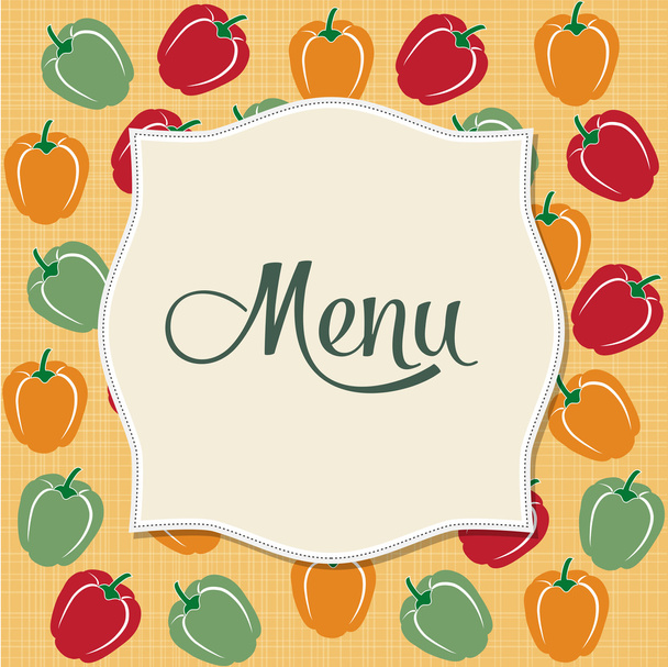 Restaurant menu design with sweet peppers - Vetor, Imagem