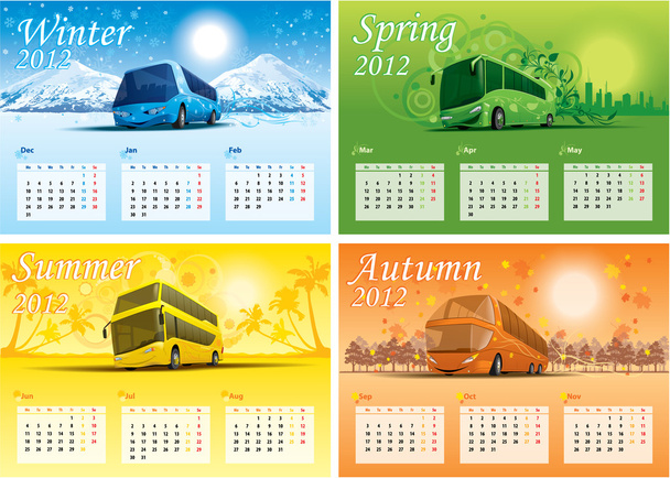 vier Saisonkalender 2012 - Vektor, Bild