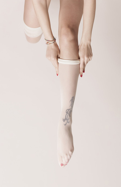 Girl wearing parisian stockings - Fotoğraf, Görsel