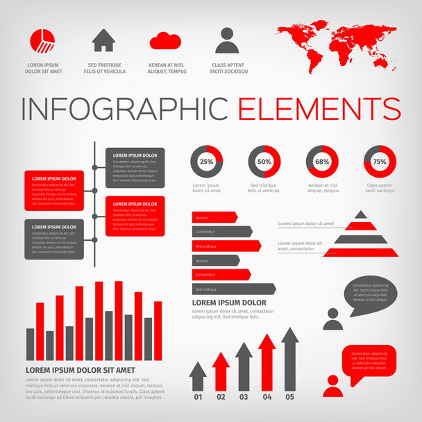 red and gray colour infographics - ベクター画像