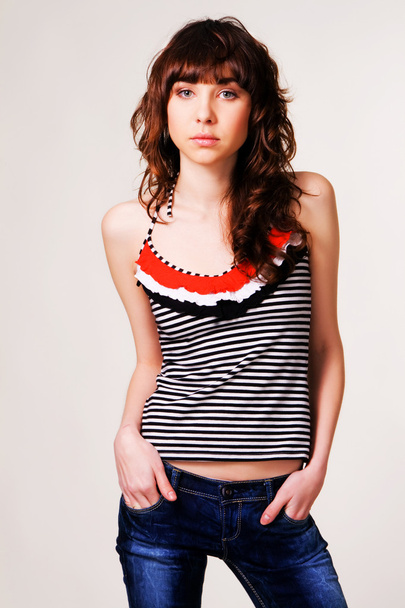 Pretty brunette in casual style clothing - Foto, Imagem