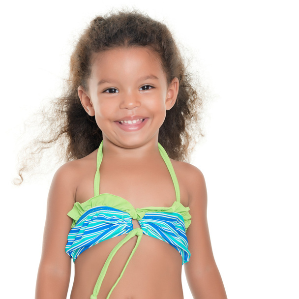 Cute small hispanic girl wearing a swimsuit - Photo, image