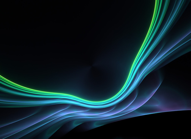 blauwachtig groene gloeiende fractal plasma - Foto, afbeelding