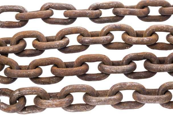 Rows of old iron rusty chain links - Zdjęcie, obraz