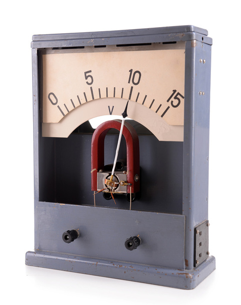 Vintage voltmeter isolated on white - Foto, Imagem