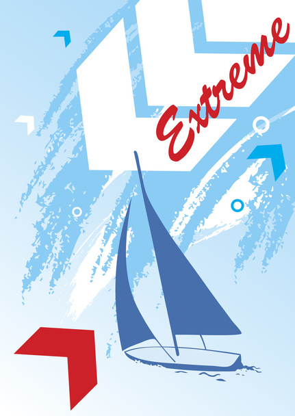 Abstract sea background.Blue yacht.Extreme sport - Vector, Image
