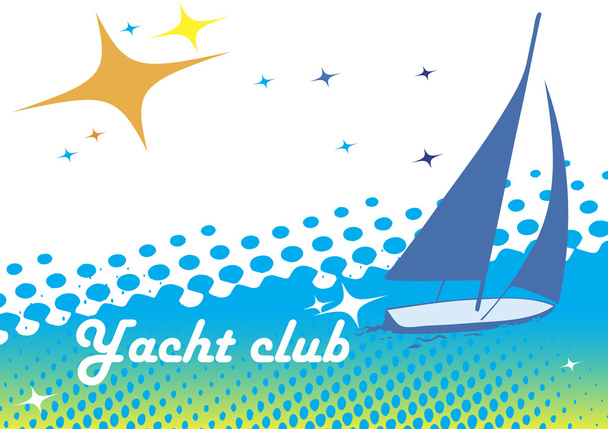 Yacht club banner.Blue background.Abstract sea motive - Vector, Image