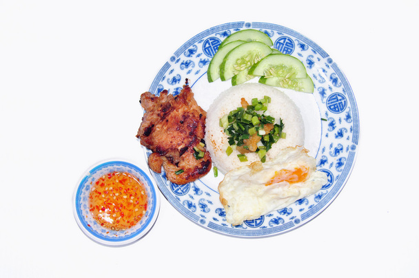 Vietnamese broken rice or Com tam on a white background - Photo, Image