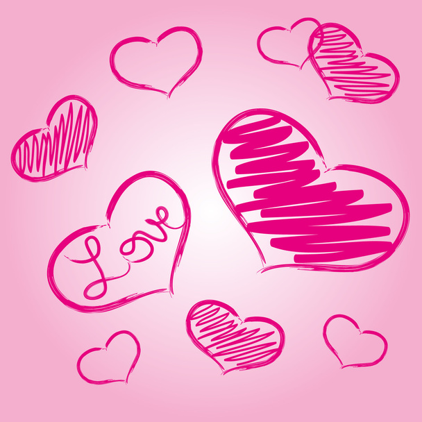 pink love heart symbols grunge hand-drawn eps10 - Vector, imagen