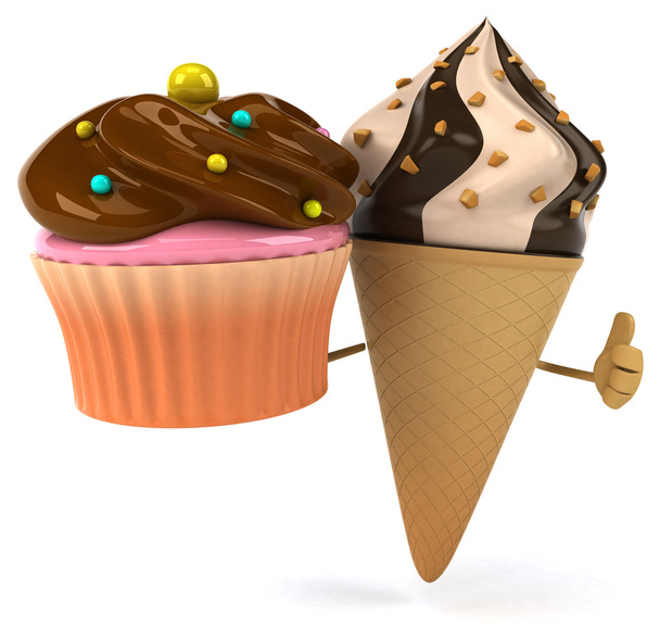 Ice cream with cupcake - Zdjęcie, obraz
