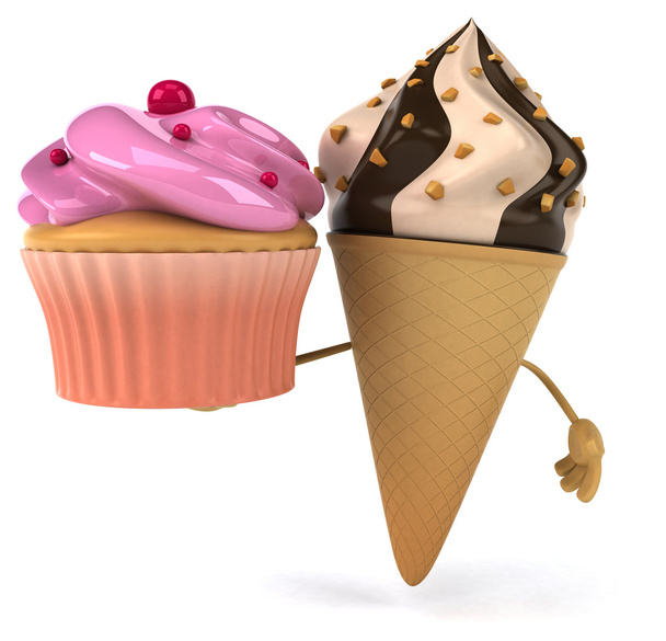 Ice cream with cupcake - Foto, Imagem