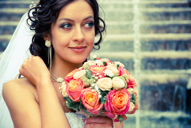 Bride with bouquet - Zdjęcie, obraz