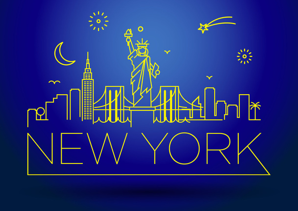 Lineare New Yorker Skyline - Vektor, Bild