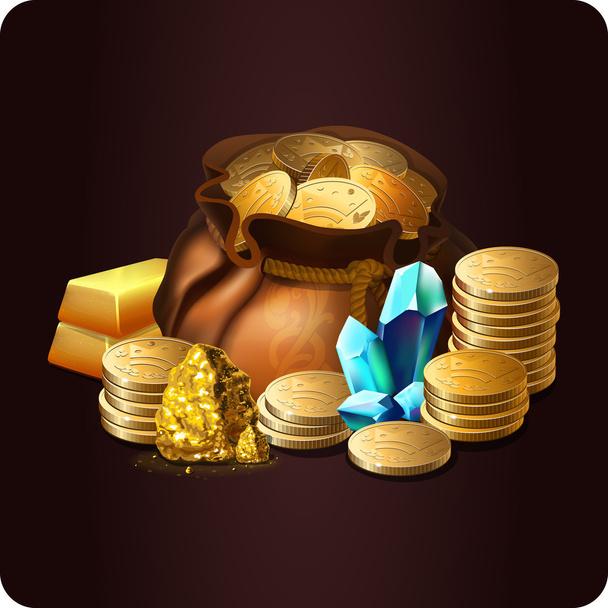 Bag with coins 3 - Vector, Image