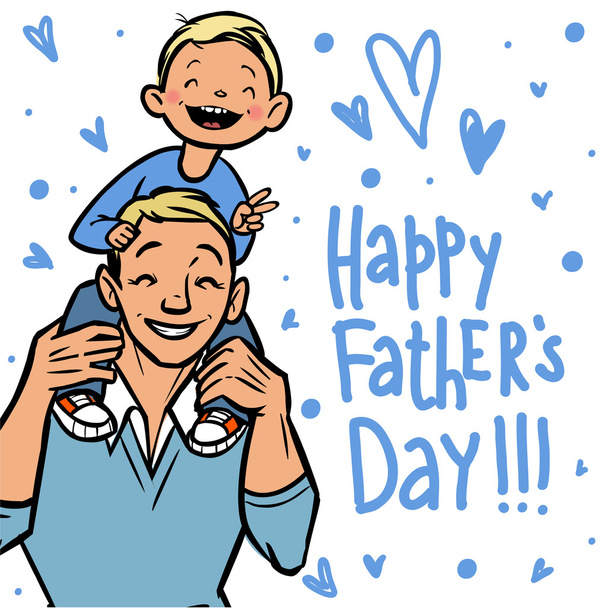 Funny cartoon fathers day card. vector illustration - Wektor, obraz