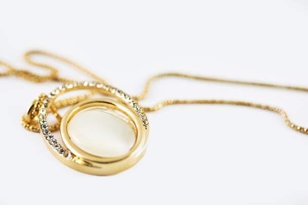 Necklace Diamond gold isolated on white background. - Foto, imagen