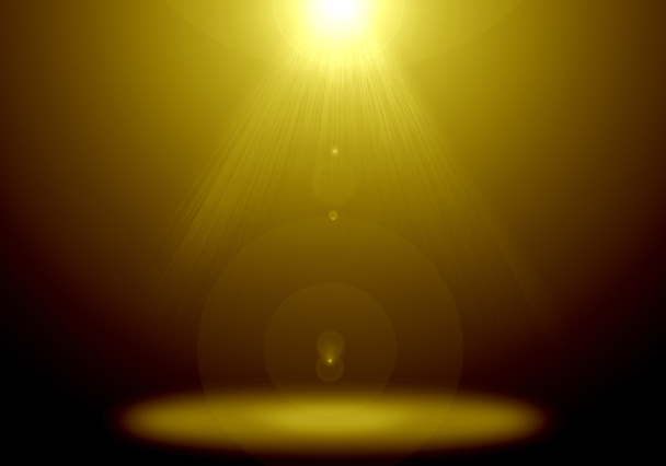 Abstract image of gold lighting flare on the floor stage. - Photo, Image