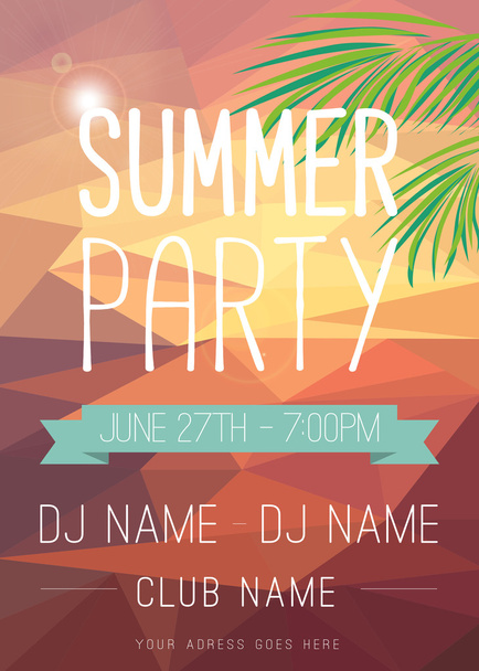 Summer Party Flyer - Vector, Imagen